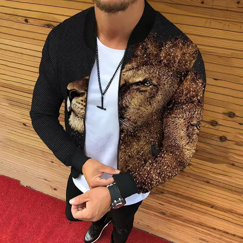 Jaqueta estampada com corte tridimensional masculina, moda casual, comércio exterior, outono e inverno , nova