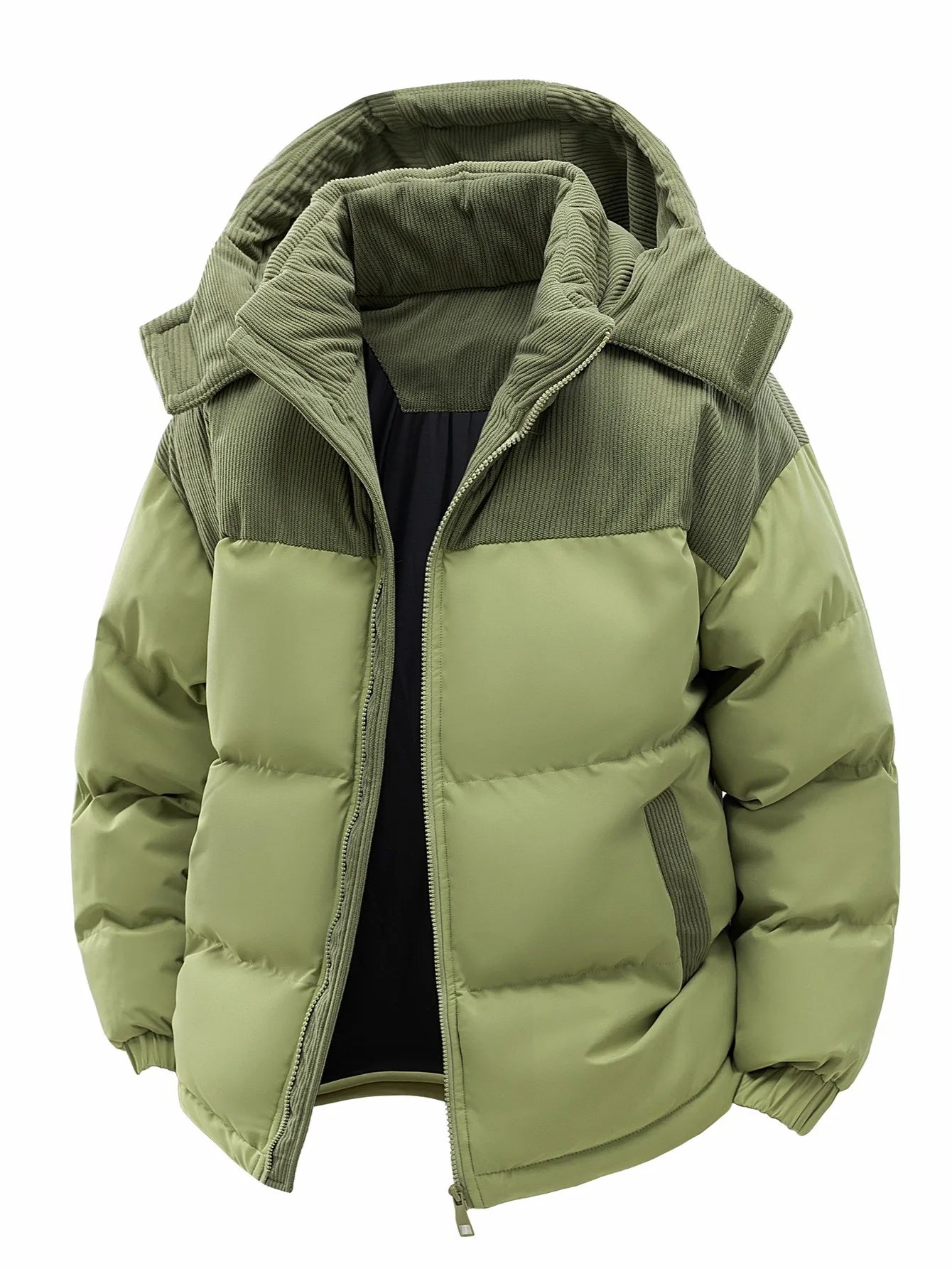 Jaqueta masculina de algodão com capuz, espessada e quente no inverno, à prova de vento e resistente ao frio, simples e versátil para roupas de trabalho