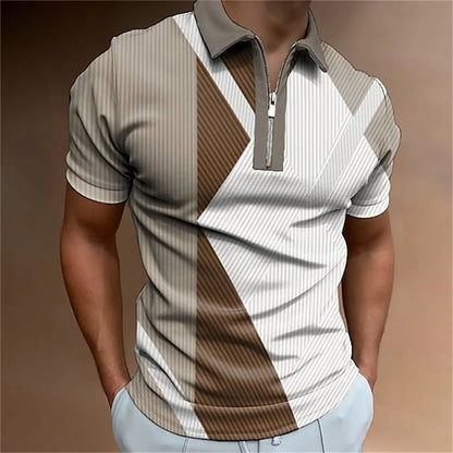 Camisa polo masculina listras manga curta camiseta masculina respirável topos negócios turn down collar streetwear marca de luxo alta qualidade