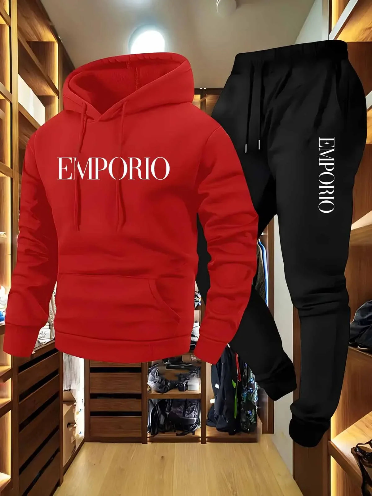 Conjunto de agasalho de cor sólida masculino, moletom quente de inverno com capuz e corredores, roupa casual streetwear, roupas atléticas de treino de ginástica
