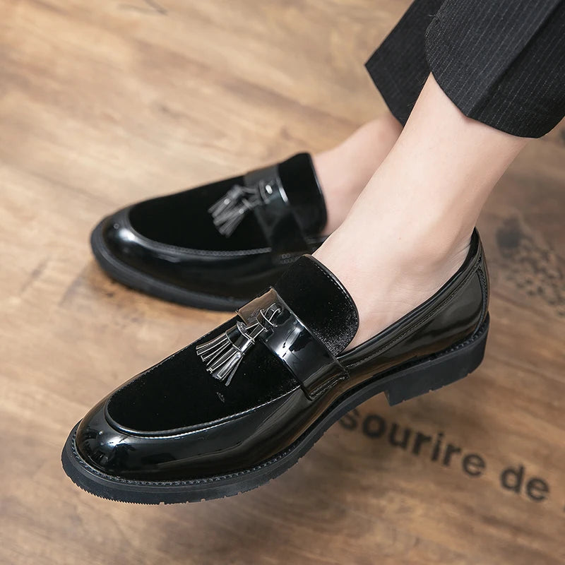 Sapatos Casuais Masculinos de Grife com Salto Baixo, Loafers Slip-on Modernos de Alta Qualidade com Borla, Sola Macia e Confortável, Tamanhos 38-48