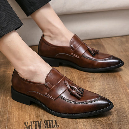 Sapatos de condução de borla masculino, sapatos deslizantes, vestido de casamento, preto, marrom, confortável, na moda, Oxford, masculino