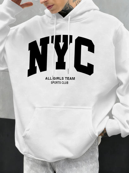 New York City Letter Eye-Catching Printed Man Hoodies Soft Casual Hoody Autumn Sportswear Fleece Hip Hop Tops Fashion Clothing