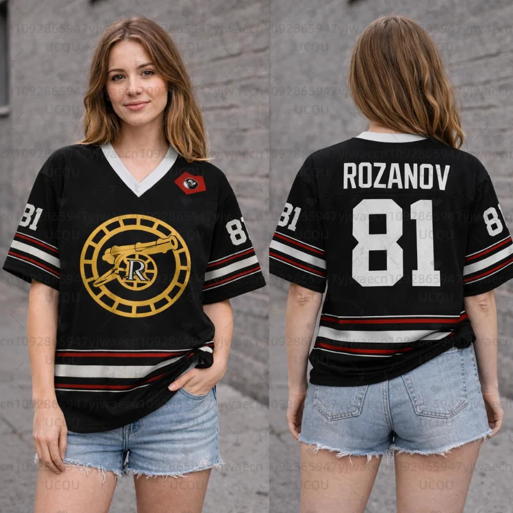 Nova Camiseta Unissex de Hóquei Aquecida de Manga Curta Rozanov HOLLANDER para Homens e Mulheres