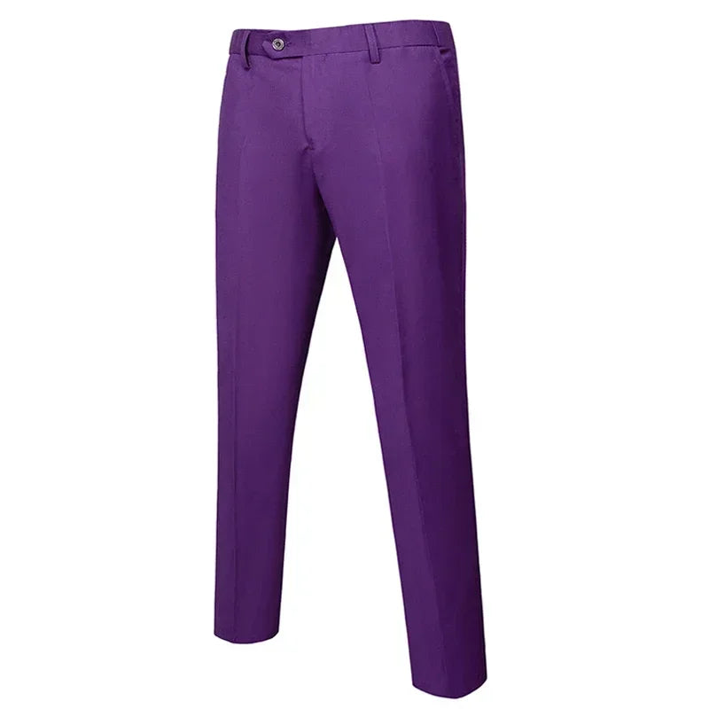 Calças de Terno Masculino M-6XL, Moda Boutique, Cor Sólida, Formal, para Negócios, Noivo, Casamento, Casual