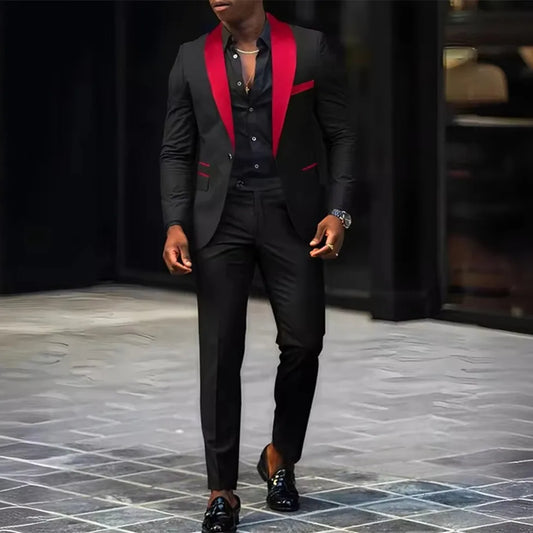2-Piece Men's Suit Suitable For Wedding Business Suits, Single Button Jackets And Pants Sets, Slim Fit Jacket Sets