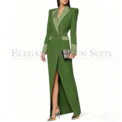 Blazer preto feminino de alta qualidade, com lapela de pico e abotoamento duplo, casaco longo da moda, peça única, luxuoso, estilo Dubai.