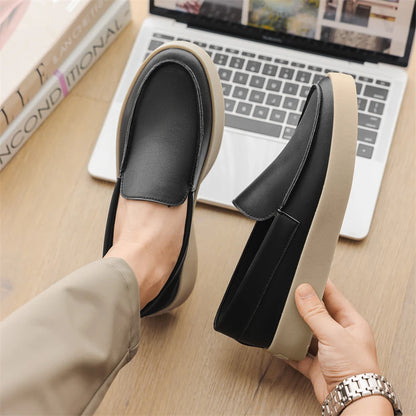 Sapatos de couro masculinos vestidos formais moda sapatos de caminhada de fundo plano leve e confortável sapatos oxford casuais tendência