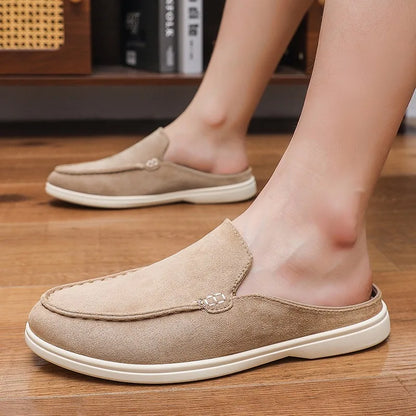 Novos Sapatos Casuais Masculinos de Verão, Modelo Fino, Mules Baotou, Sapatos de Moda com Solado Plano para Homens