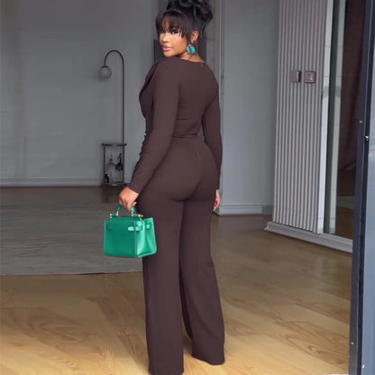 Gola de balanço ruched macacão manga longa sólido elegante senhora do escritório assimétrico bainha casual vintage ruched magro macacão outono