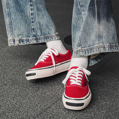 Hkdq tendência vermelho vulcanizado tênis masculino sapatos de lona baixo topo moda casual tênis masculino plataforma antiderrapante sapatos de skate
