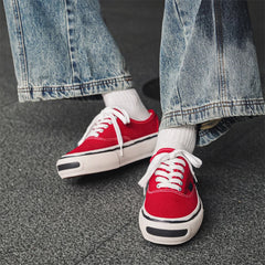 Hkdq tendência vermelho vulcanizado tênis masculino sapatos de lona baixo topo moda casual tênis masculino plataforma antiderrapante sapatos de skate