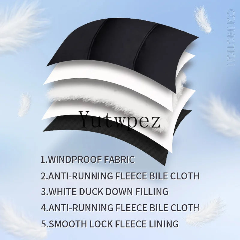 Jaqueta Masculina de Inverno 2026 Corta-Vento para Escalada com Capuz Removível, Parka Esportiva Casual para Caminhada ao Ar Livre, Casaco de Pluma de Pato Branco