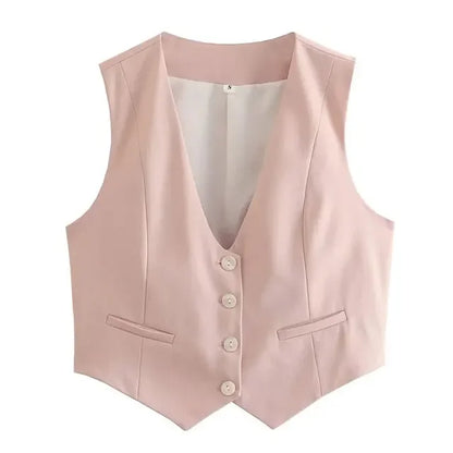 HH Moda Feminina Terno Sólido Colete Sem Mangas Colete Recortado Tops Coletes Primavera Verão Casual Senhora de Escritório Chic Tops