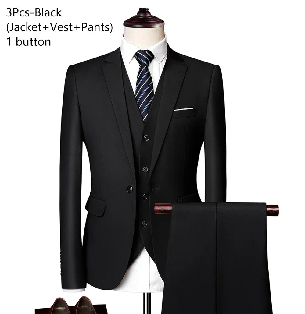 Ternos para homens elegante casamento 3 peças blazers outfit 2 conjunto jaquetas colete calças completo 2025 moda clássico negócios formal