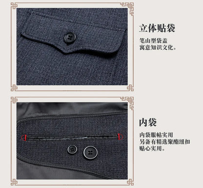 Conjunto de terno túnica chinesa para homens, terno Mao, casaco com calças, conjunto de 2 peças, jaqueta e calças Zhongshan, conjunto Twinset