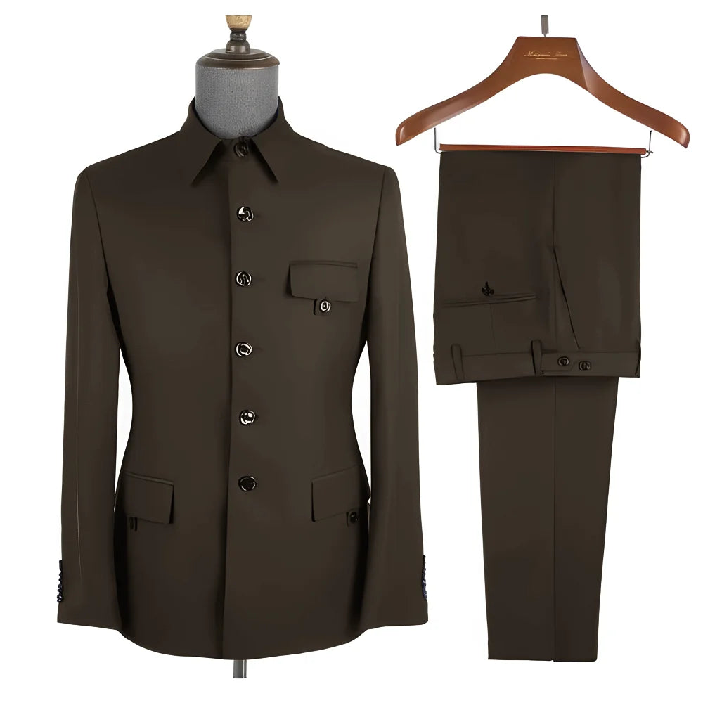 Terno masculino formal azul real, conjunto de 2 peças, gola, blazer, calças, slim fit, casamento, noivo, smoking, vestido de festa