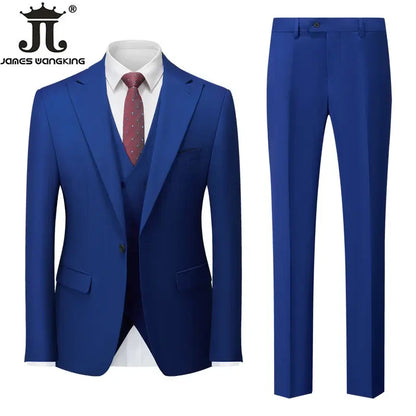 Conjunto de Terno Masculino de 3 Peças (Blazer + Colete + Calça) Tamanhos EUA XXS-3XL, Cor Sólida, Estilo Boutique, para Negócios Oficiais, Casamentos e Festas