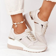 Tênis Feminino Chunky 2026, Cor Sólida, Plataforma, Sola Grossa, Zíper, Vulcanizado, Estilo Zapatos De Mulher