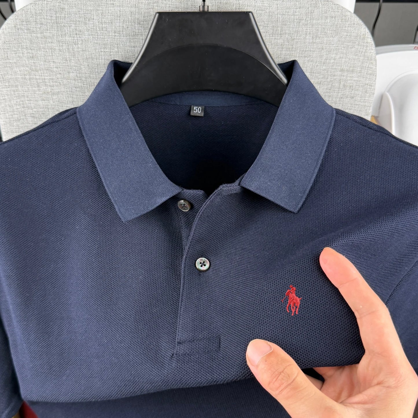 Camisa Polo Masculina de Manga Curta 100% Algodão Puro de Marca de Luxo, Coleção Verão 2026, com Bordado de Pônei, Estilo Golfe e Casual