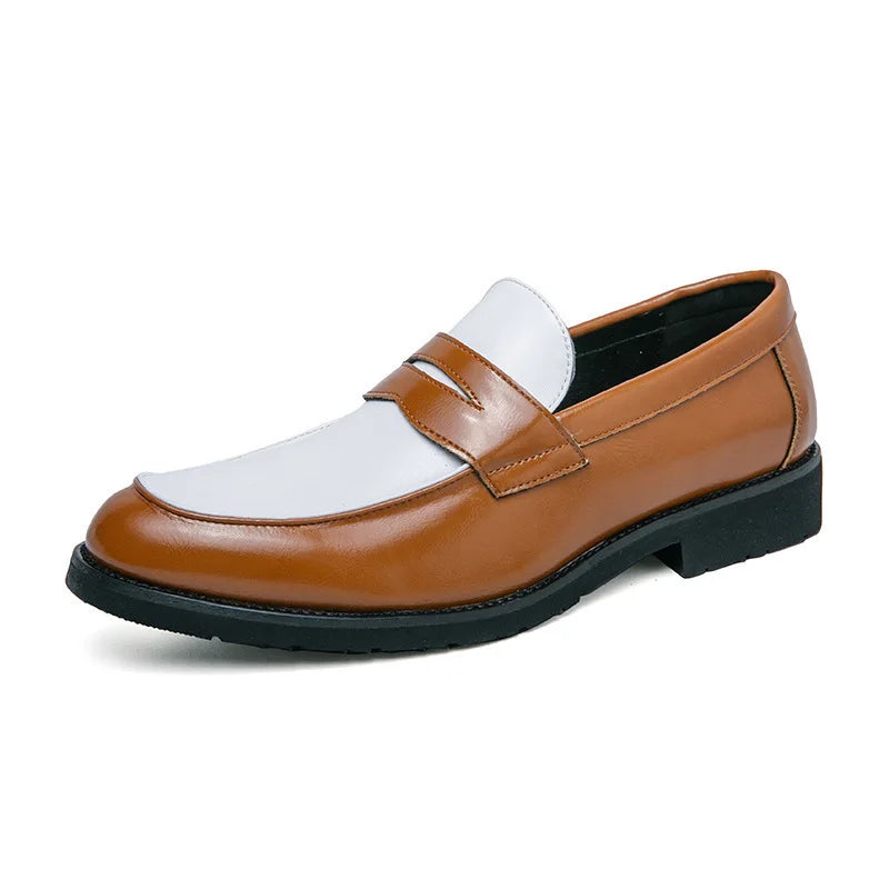 Italian Luxury Brand Loafers Men's Yellow and White Color Leather Shoes Slip-on Fashion Thick Sole Casual Shoes Wedding Moccasin
