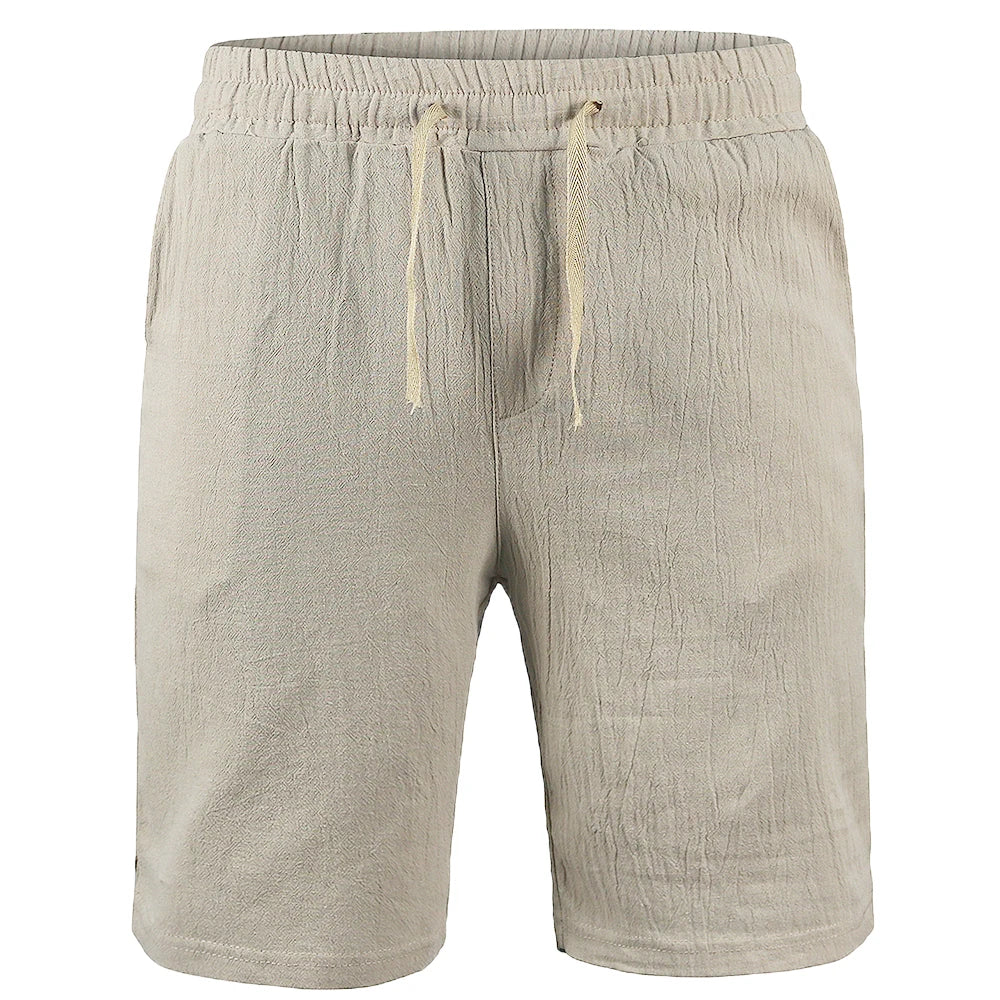 Calções de linho e algodão para homem, novos, respiráveis, de cor sólida, para o verão, ideais para fitness e uso urbano, tamanhos S-3XL