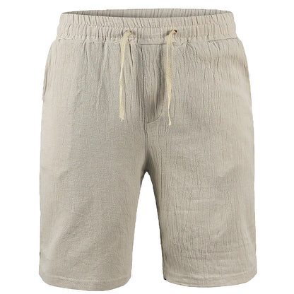 Calções de linho e algodão para homem, novos, respiráveis, de cor sólida, para o verão, ideais para fitness e uso urbano, tamanhos S-3XL
