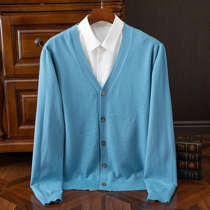 Cardigan de malha masculina solta com decote em v outono inverno camada base camisa frente aberta camisola estilo casual malhas tamanho grande