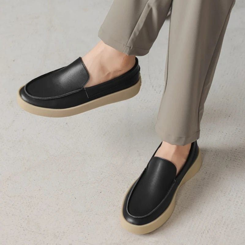 Sapatos de couro masculinos vestidos formais moda sapatos de caminhada de fundo plano leve e confortável sapatos oxford casuais tendência