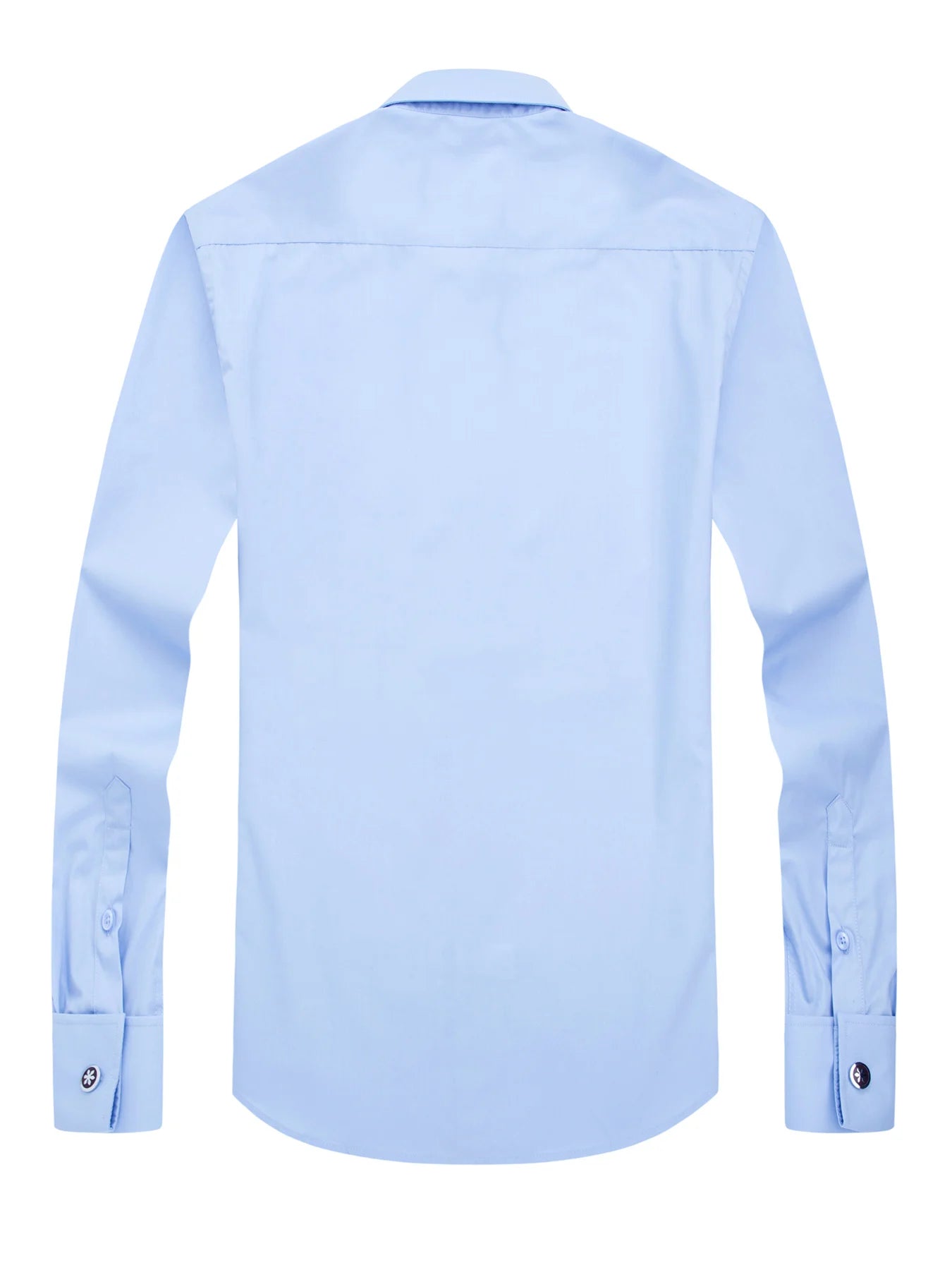 Camisa masculina com abotoaduras francesas, ajuste fino de manga comprida, manga de negócios, sem unhas, camisa formal masculina de cor sólida