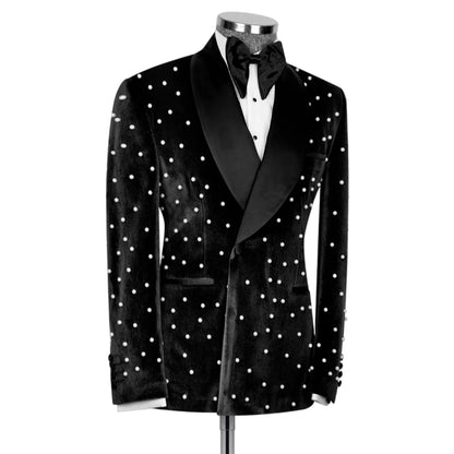 Ternos masculinos de veludo jaqueta slim fit 2 peças/bordado de pérola personalização avançada blazer masculino/moda roupa de noivo de casamento