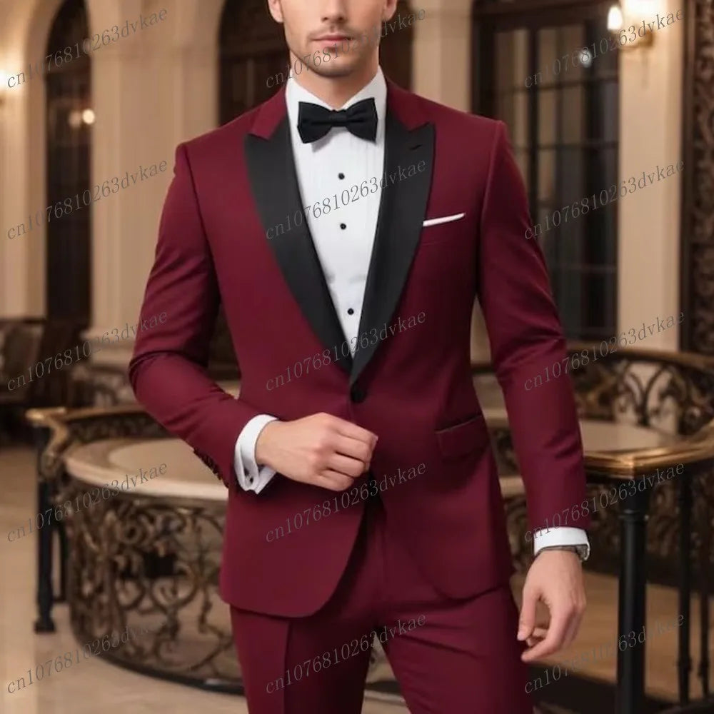 Novo Terno Masculino Branco e Preto para Casamento, Festa, Formatura, Noivo, Padrinho, Ocasiões Formais, Smoking Masculino, Conjunto de 2 Peças, Blazer e Calça