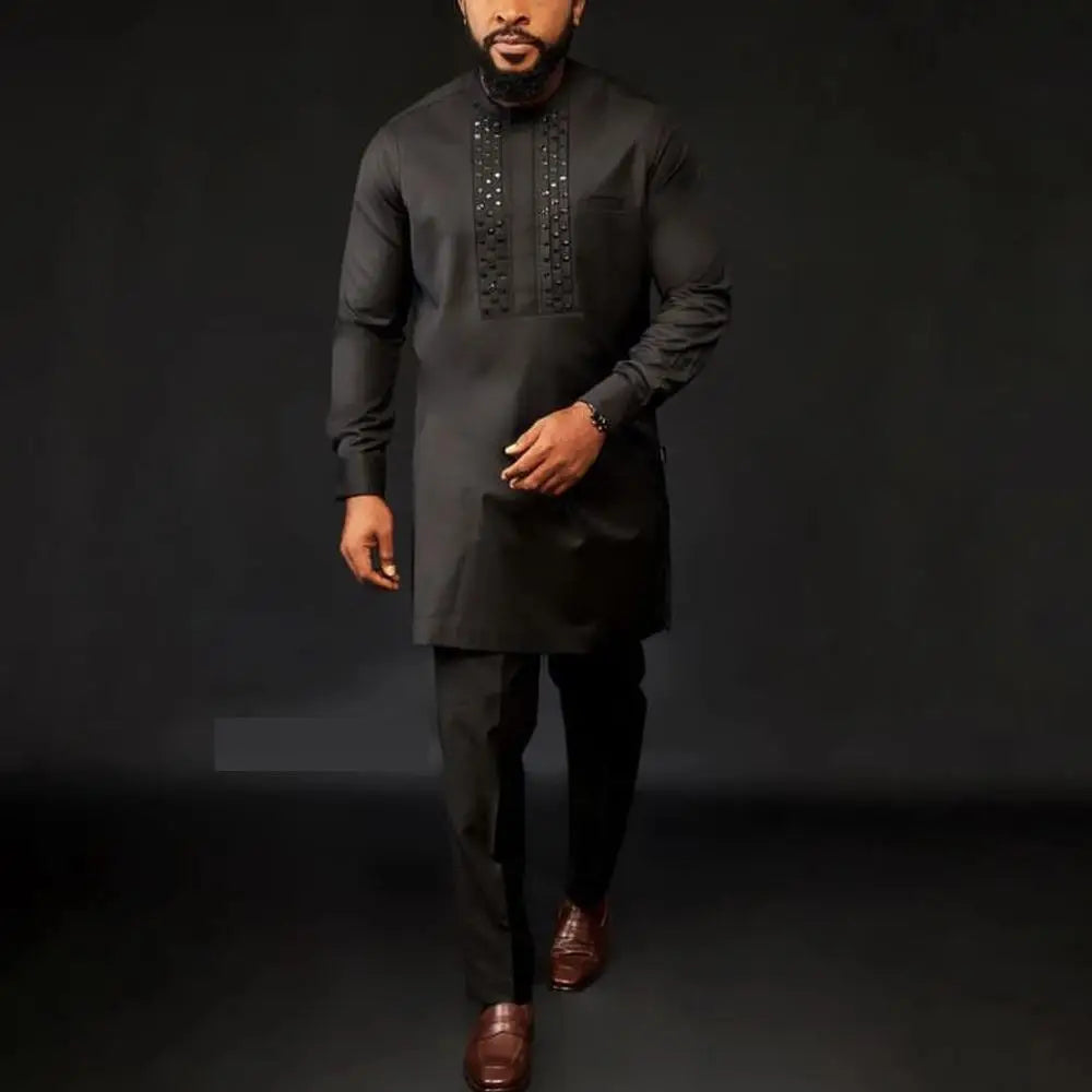 Novo Terno Masculino 2025, Bolso Branco, Conjunto de 2 Peças, Terno Casual de Luxo para Casamento, Estilo Tradicional Africano de Minorias Étnicas