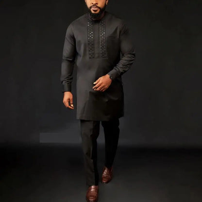 Novo Terno Masculino 2025, Bolso Branco, Conjunto de 2 Peças, Terno Casual de Luxo para Casamento, Estilo Tradicional Africano de Minorias Étnicas