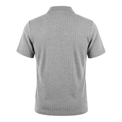 Camisa Polo Masculina de Verão Casual com Textura Tricotada Simples de Manga Curta |   Camiseta Casual Texturizada de Manga Curta (Várias Cores)
