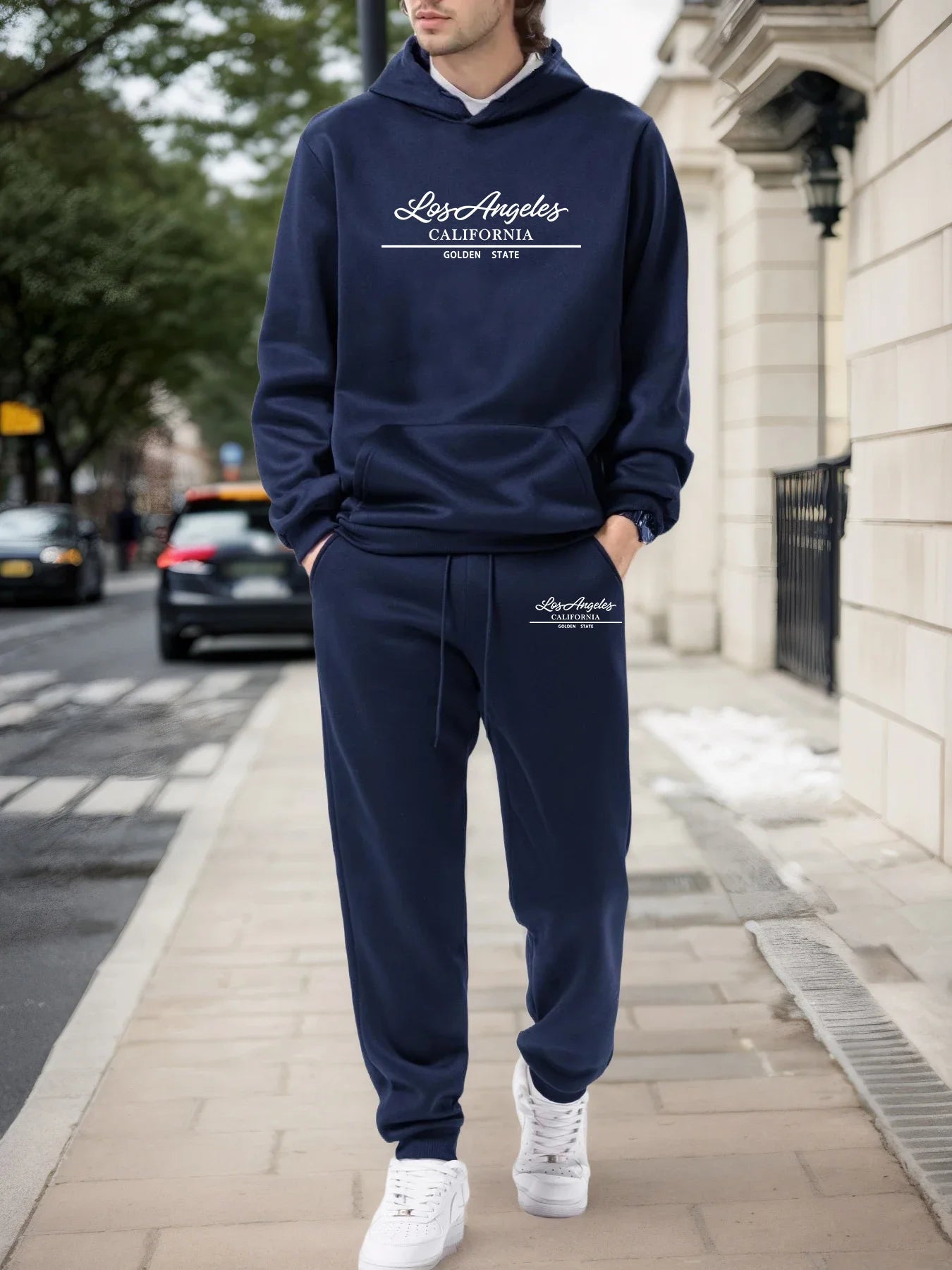 Mens Tracksuit Daily Casual Hooded Sweatshirts Outdoors Sports Jogging Man Clothing Street Versatile Single Piece Hoodies Pants