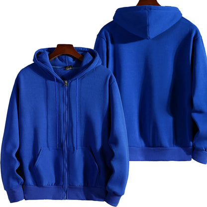 Moletom de manga comprida masculina e feminina, capuz com zíper, calçados esportivos monocromáticos, roupas casuais, outono, inverno, moda