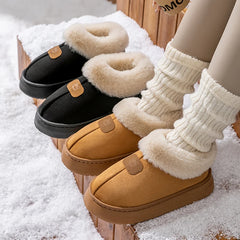 Inverno feminino chinelos internos quente sola grossa sola macia confortável ao ar livre antiderrapante botas de neve moda quarto casa sapatos