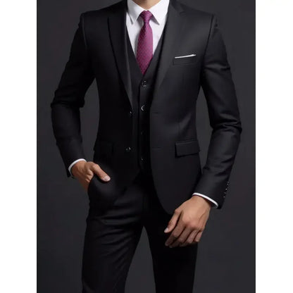 Terno (blazer + colete + calças) masculino elegante cavalheiro negócios estilo britânico cor sólida banquete anfitrião casual terno de casamento
