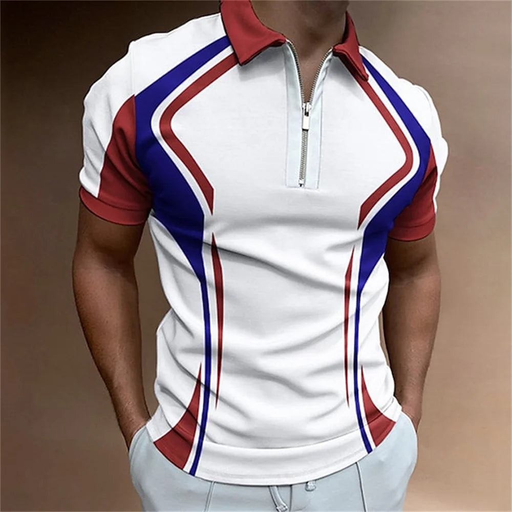 Camisa polo masculina listras manga curta camiseta masculina respirável topos negócios turn down collar streetwear marca de luxo alta qualidade