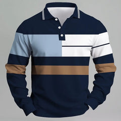2025 moda masculina bloco de cores camisa polo manga longa respirável casual topos fino ajuste secagem rápida gola clássica camisa polo