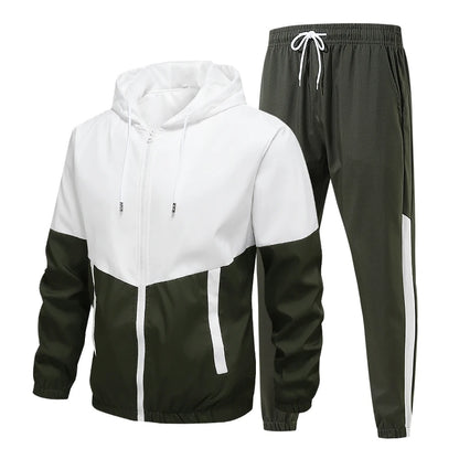 Spring and Autumn Men's Hooded Sports Leisure 2-piece Sets New Fashion Jacket and Pants Hip Hop Casual Running Sportswear Men