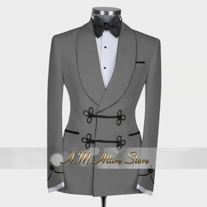 Ternos extravagantes masculinos, conjunto de 2 peças, xale, lapal, botão floral, jaqueta, calças, ajuste fino para casamento, coquetel, bola, jantar, vestido de festa, presentes