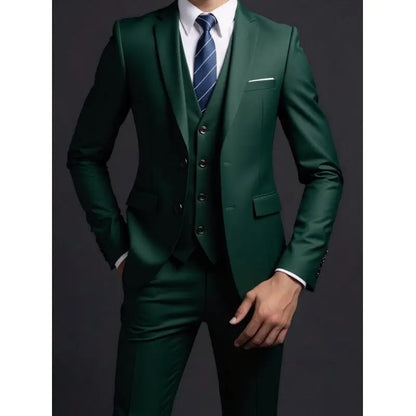 Terno (blazer + colete + calças) masculino elegante cavalheiro negócios estilo britânico cor sólida banquete anfitrião casual terno de casamento