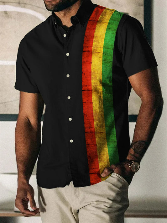 2023 verão vintage camisa havaiana masculina manga curta listra impressa camisas para homem único botão praia camiseta roupas masculinas