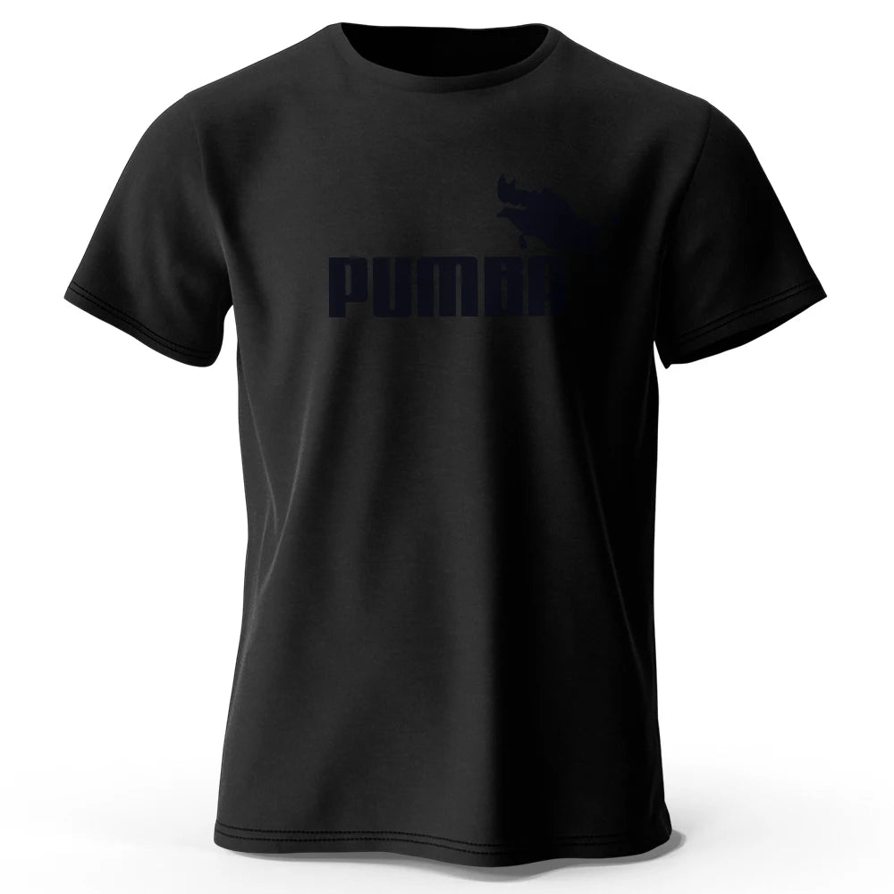 Camiseta masculina casual oversized com estampa divertida do Pumba, 100% algodão, tamanho grande, ideal para o verão.