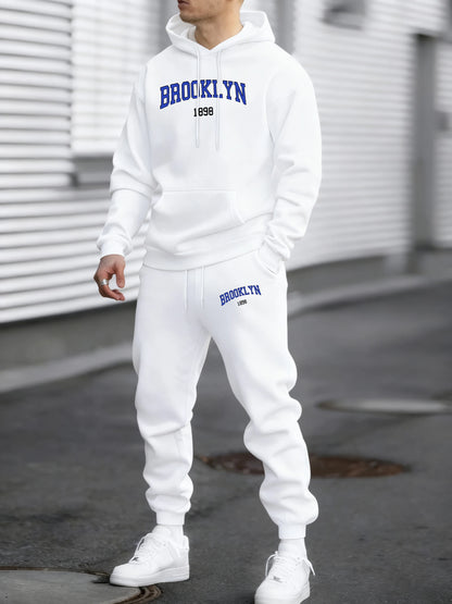 Brooklyn Usa 1888 Print Tracksuit For Men Simple Comfortable Pants All-Match Loose Clothing Unisex Autumn Fleece Sportsuit
