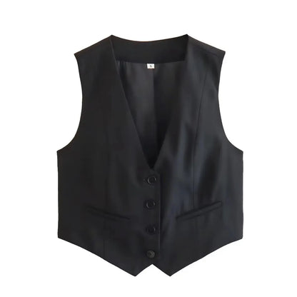 HH Moda Feminina Terno Sólido Colete Sem Mangas Colete Recortado Tops Coletes Primavera Verão Casual Senhora de Escritório Chic Tops