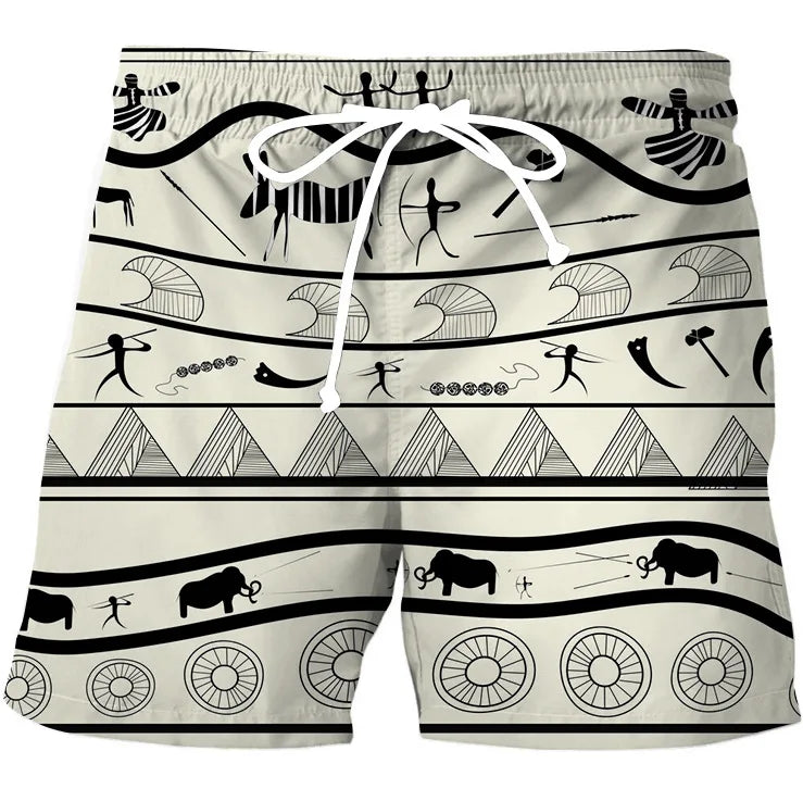 Calção de Banho Havaiano de Secagem Rápida Masculina, Shorts Esportivos para Férias, Estampado 3D Coqueiro, Solto, Moda Verão, 6XL
