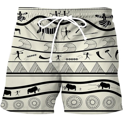 Calção de Banho Havaiano de Secagem Rápida Masculina, Shorts Esportivos para Férias, Estampado 3D Coqueiro, Solto, Moda Verão, 6XL